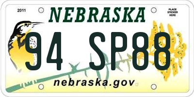 NE license plate 94SP88