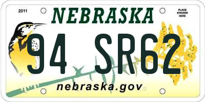 NE license plate 94SR62