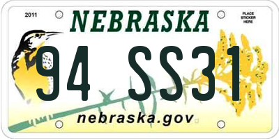 NE license plate 94SS31