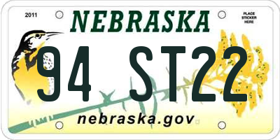 NE license plate 94ST22