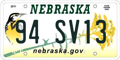 NE license plate 94SV13