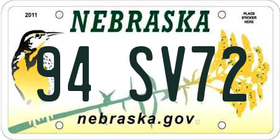 NE license plate 94SV72
