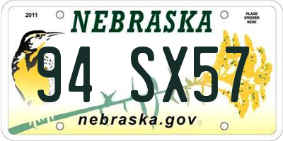 NE license plate 94SX57