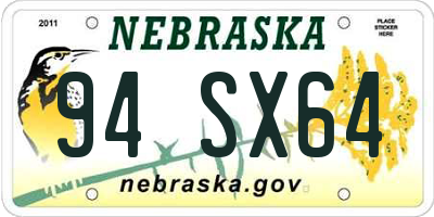 NE license plate 94SX64