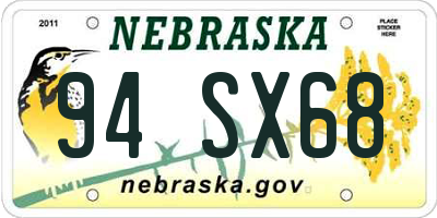 NE license plate 94SX68