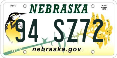 NE license plate 94SZ72
