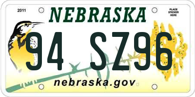 NE license plate 94SZ96