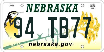 NE license plate 94TB77