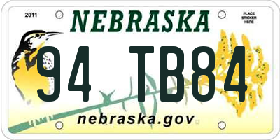 NE license plate 94TB84