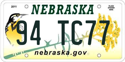 NE license plate 94TC77