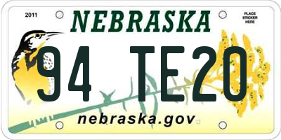 NE license plate 94TE20