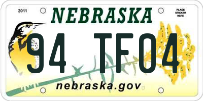 NE license plate 94TF04