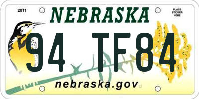 NE license plate 94TF84