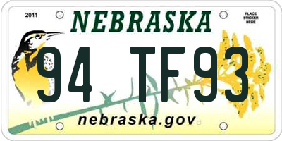 NE license plate 94TF93
