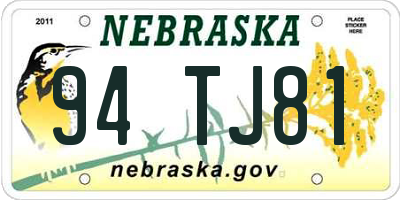 NE license plate 94TJ81