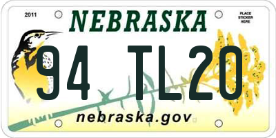 NE license plate 94TL20