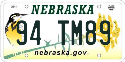 NE license plate 94TM89