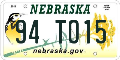 NE license plate 94TO15