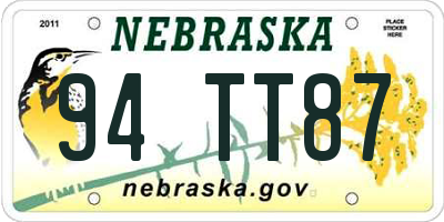 NE license plate 94TT87