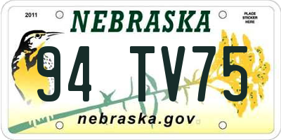 NE license plate 94TV75