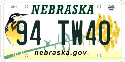 NE license plate 94TW40