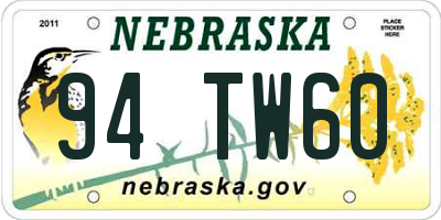 NE license plate 94TW60