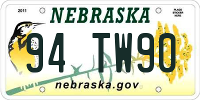NE license plate 94TW90