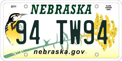 NE license plate 94TW94