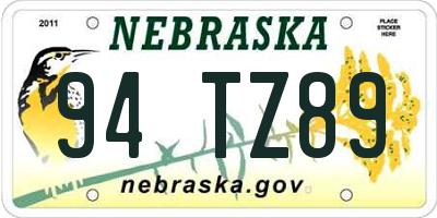 NE license plate 94TZ89
