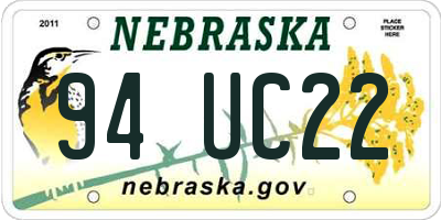 NE license plate 94UC22