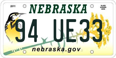NE license plate 94UE33