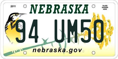 NE license plate 94UM50