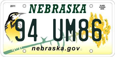 NE license plate 94UM86