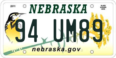 NE license plate 94UM89