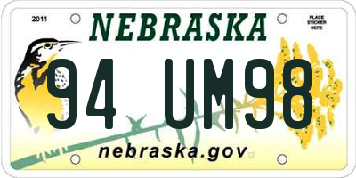 NE license plate 94UM98