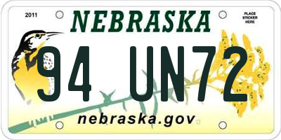 NE license plate 94UN72