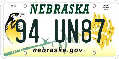 NE license plate 94UN87