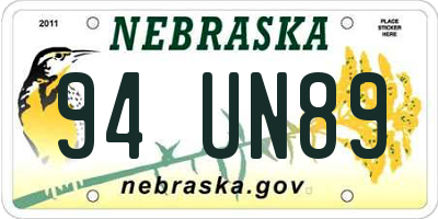 NE license plate 94UN89