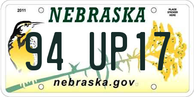 NE license plate 94UP17