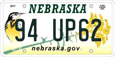 NE license plate 94UP62