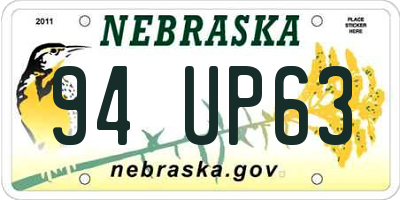 NE license plate 94UP63