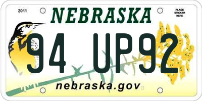 NE license plate 94UP92