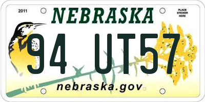 NE license plate 94UT57