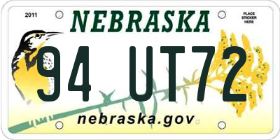 NE license plate 94UT72