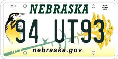 NE license plate 94UT93