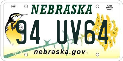 NE license plate 94UV64