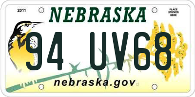 NE license plate 94UV68