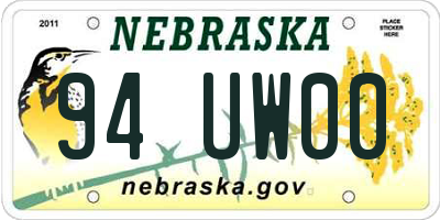 NE license plate 94UW00