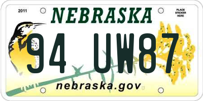 NE license plate 94UW87