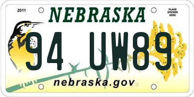 NE license plate 94UW89